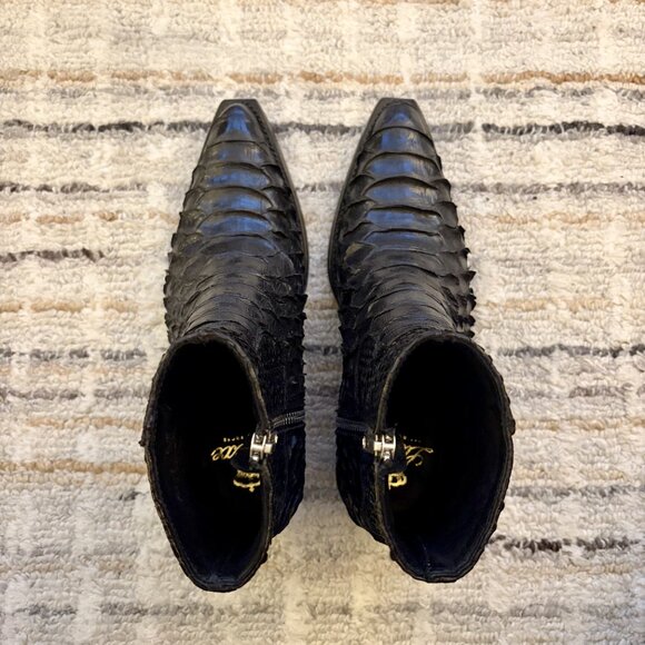 Black "Munich" Python Skin Zip Boots - Picture 2 of 6